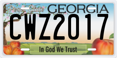 GA license plate CWZ2017