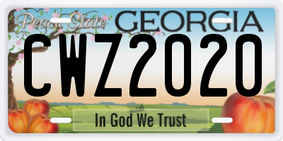 GA license plate CWZ2020