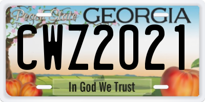 GA license plate CWZ2021