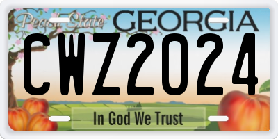 GA license plate CWZ2024