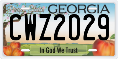 GA license plate CWZ2029