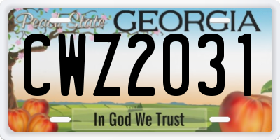 GA license plate CWZ2031