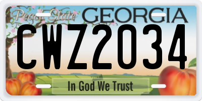 GA license plate CWZ2034