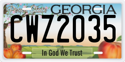 GA license plate CWZ2035