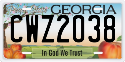 GA license plate CWZ2038