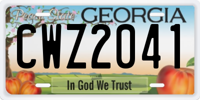 GA license plate CWZ2041