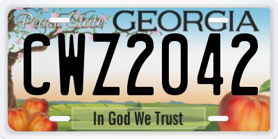 GA license plate CWZ2042