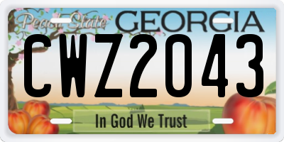 GA license plate CWZ2043