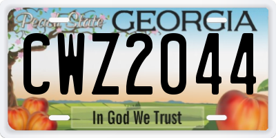 GA license plate CWZ2044