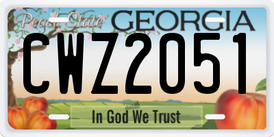 GA license plate CWZ2051