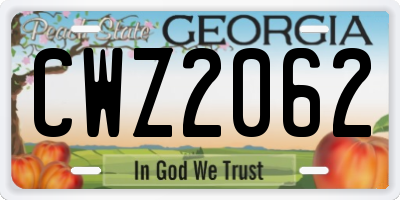 GA license plate CWZ2062