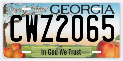 GA license plate CWZ2065