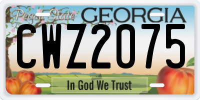 GA license plate CWZ2075