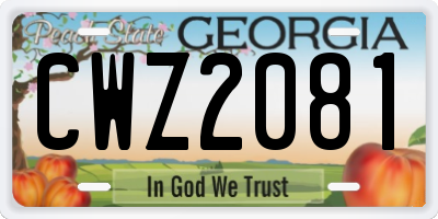 GA license plate CWZ2081