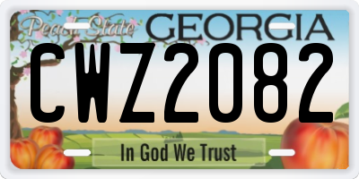 GA license plate CWZ2082
