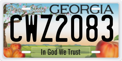 GA license plate CWZ2083