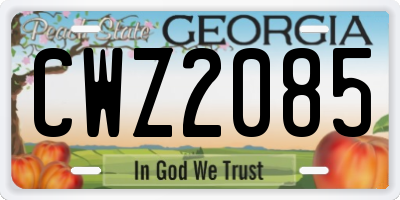 GA license plate CWZ2085