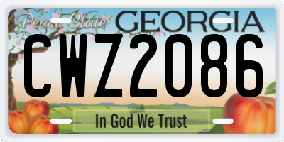 GA license plate CWZ2086