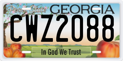 GA license plate CWZ2088