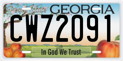 GA license plate CWZ2091
