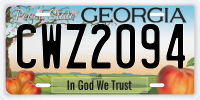 GA license plate CWZ2094