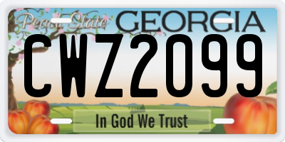 GA license plate CWZ2099