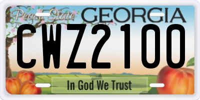 GA license plate CWZ2100