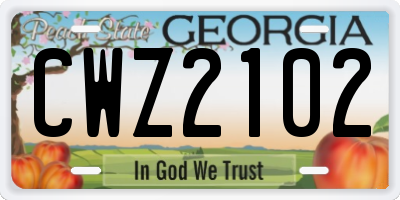 GA license plate CWZ2102
