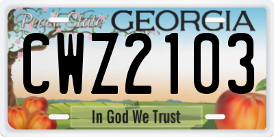 GA license plate CWZ2103