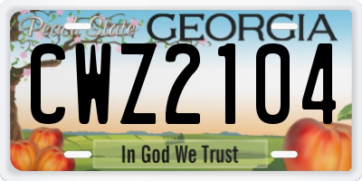 GA license plate CWZ2104