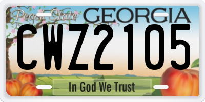 GA license plate CWZ2105