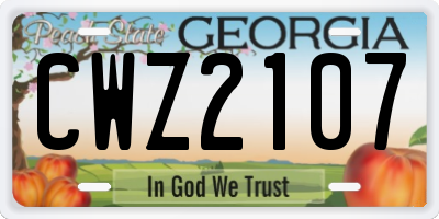 GA license plate CWZ2107