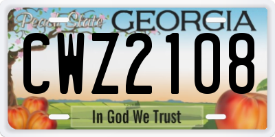 GA license plate CWZ2108