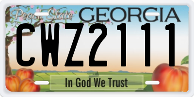 GA license plate CWZ2111