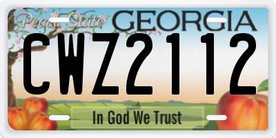 GA license plate CWZ2112