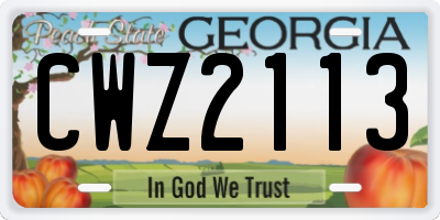GA license plate CWZ2113