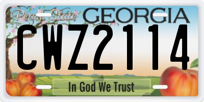 GA license plate CWZ2114