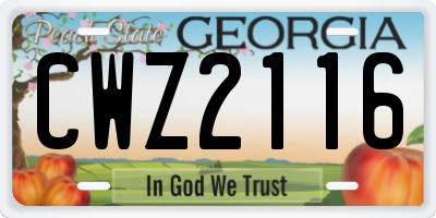 GA license plate CWZ2116