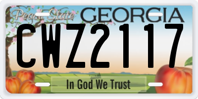 GA license plate CWZ2117