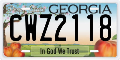 GA license plate CWZ2118