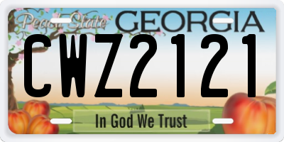 GA license plate CWZ2121