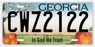 GA license plate CWZ2122