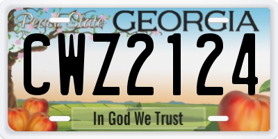 GA license plate CWZ2124