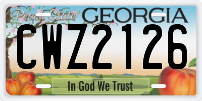GA license plate CWZ2126