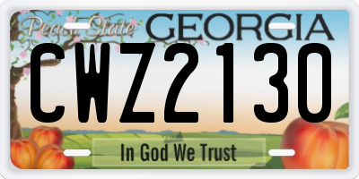 GA license plate CWZ2130