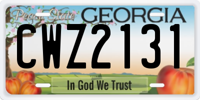 GA license plate CWZ2131