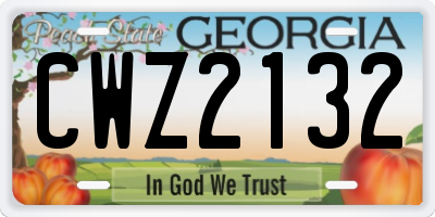GA license plate CWZ2132