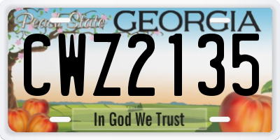 GA license plate CWZ2135