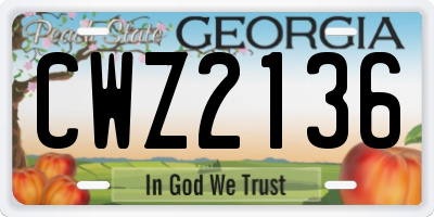 GA license plate CWZ2136