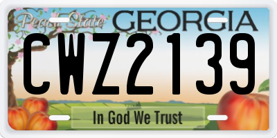 GA license plate CWZ2139